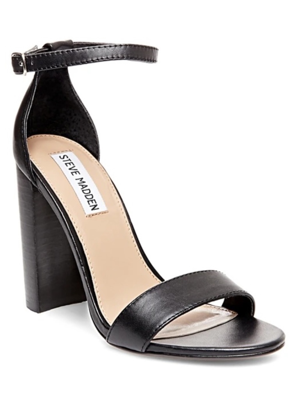 Carrson Black Leather Strappy Sandals, Steve Madden, US 7M